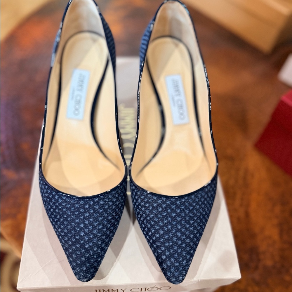 Jimmy Choo Navy Textured Heels